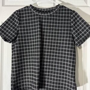 Classic Black & White Houndstooth Short-Sleeve Top